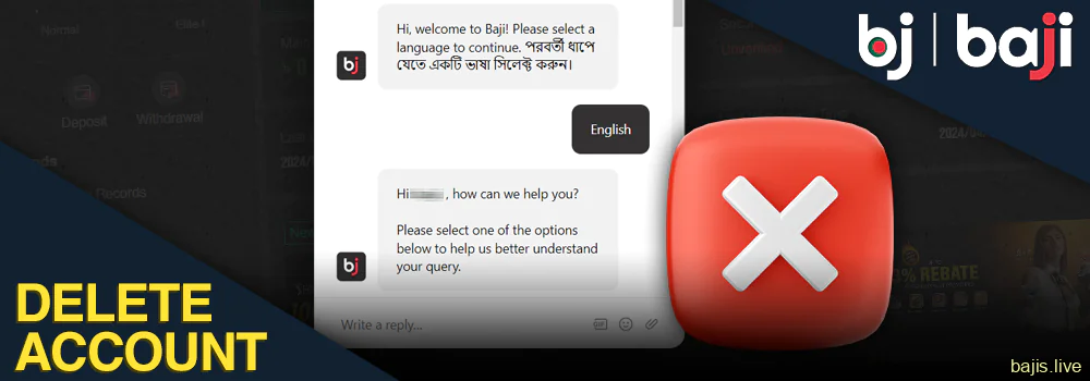 How to delete Baji personal account