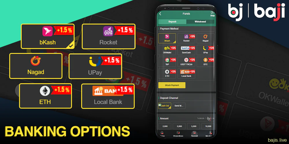 Payment options at Baji app