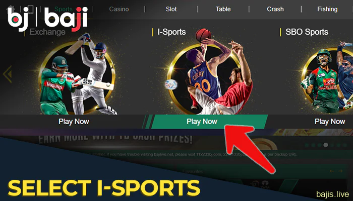 Once the money is in your account, go to the Sports tab and select I-Sports on the Baji from the drop down menu